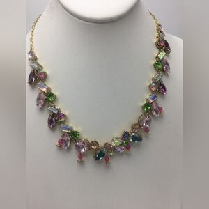 Betsey Johnson Flat Out Floral Mixed Stone Collar Necklace